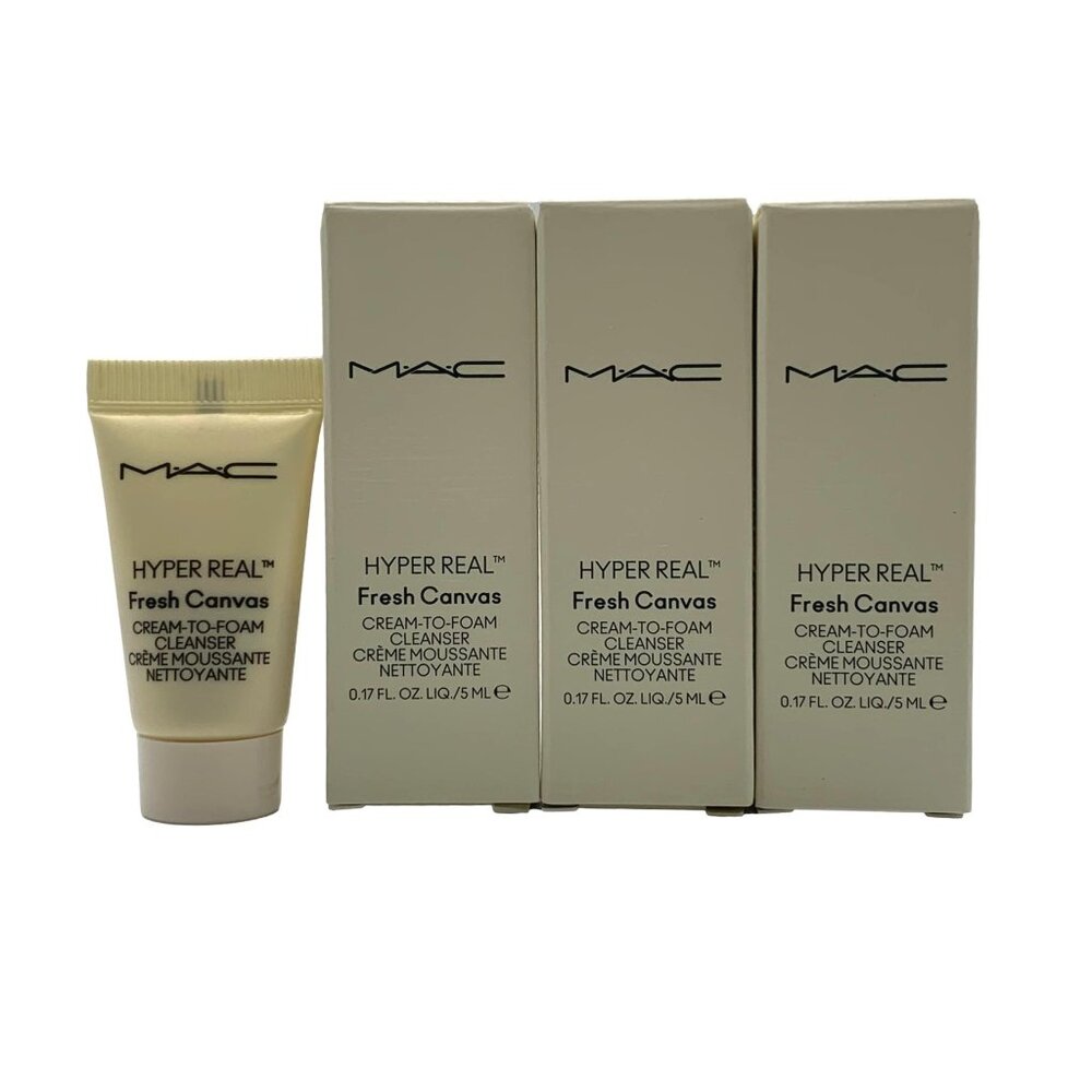 3X MAC Hyper Real Fresh Canvas (Cream-To-Foam Cleanser) 0.17oz./5ml Each Travel